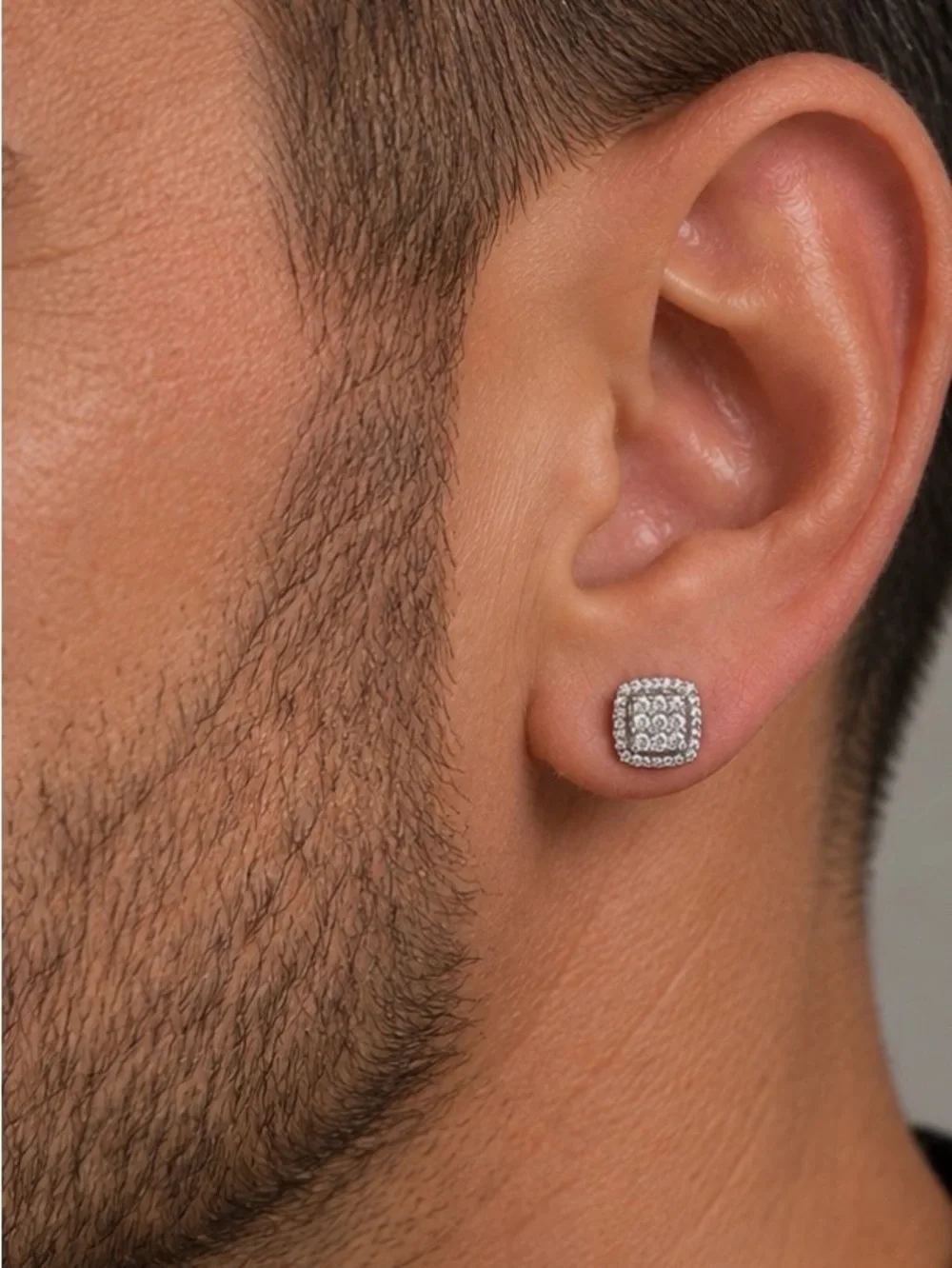 💎 Moissanite Square Cluster Stud Earrings